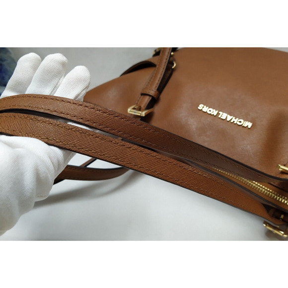 Michael Kors Jet Set Brown Crossgrain Leather Pockets Zipper Tote Shoulder Bag - Picture 6 of 16